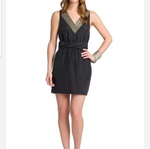 Theory Gray Richiae 100% Silk Bubble Hem Beaded Racerback Cocktail Dress Size 2